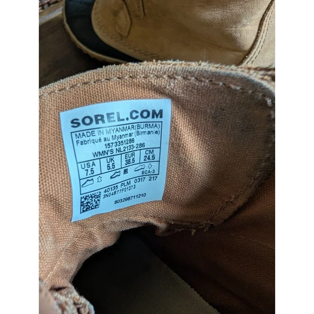 Sorel Out N About Leather Duck Boot Women 7.5 Black Ankle Waterproof Rain Bootie